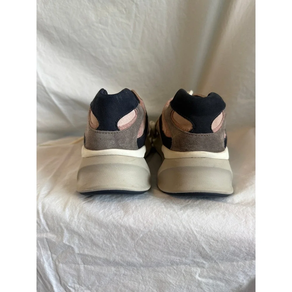 Tory Burch Good Luck Trainer Sneakers Pink Brown Suede Colorblock Logo Shoes